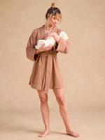 set badjas van biologisch katoenen gaas + haarband ENVIE DE FRAISE oudroze - thumbnail