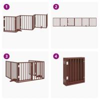 Hondenhek inklapbaar 6 panelen 300 cm populierenhout bruin - thumbnail