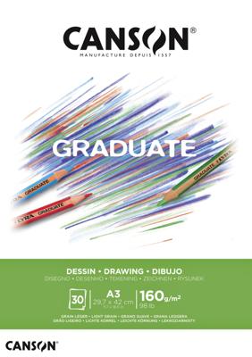 Tekenpapier canson graduate 160gr a3 helderwit | 5 stuks