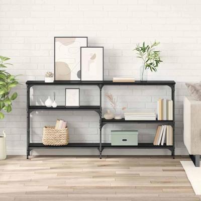 Wandtafel met plank Zwart eiken 150 x 29 x 76.5 cm Bewerkt hout