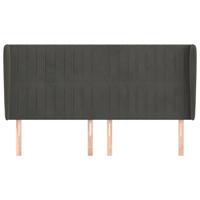 Hoofdbord met randen 203x23x118/128 cm fluweel donkergrijs - thumbnail