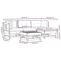 5-delige Loungeset met kussens massief douglashout - thumbnail