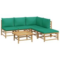 6-delige Loungeset met kussens bamboe groen - thumbnail