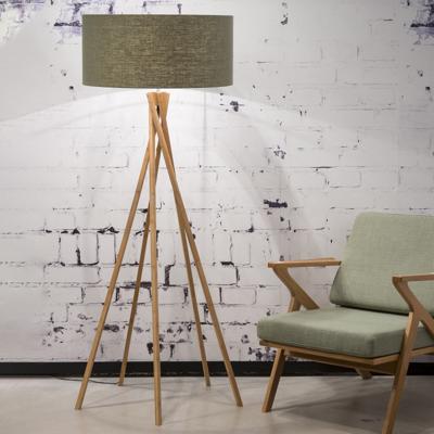 Good&Mojo Vloerlamp 'Kilimanjaro' Bamboe en Eco linnen, kleur Groen