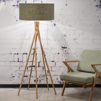 Good&Mojo Vloerlamp 'Kilimanjaro' Bamboe en Eco linnen, kleur Groen - thumbnail