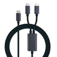 ROLINE USB type C split oplaadkabel, USB-C - 2x USB-C, M/M, max. 100W, zwart, 1,85 m - thumbnail