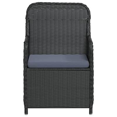 3-delige Tuinset met kussens zwart