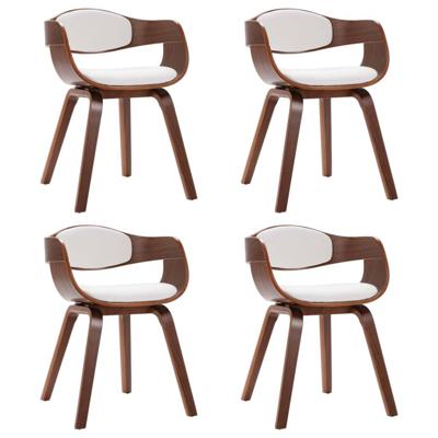 Eetkamerstoelen 4 st gebogen hout en kunstleer