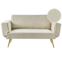 Beliani - SAARELA - Slaapbank - Wit - Bouclé - thumbnail