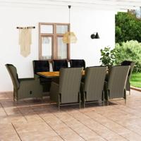 9-delige Tuinset met kussens poly rattan bruin - thumbnail