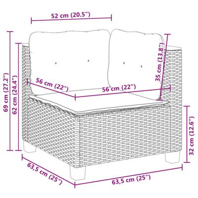 4-delige Loungeset met kussens poly rattan beige