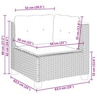 6-delige Loungeset met kussens poly rattan grijs - thumbnail