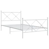 Bedframe met hoofd- en voeteneinde metaal wit 100x200 cm - thumbnail