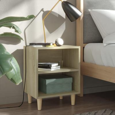 VidaXL Nachtkastjes 2 st met houten poten 40x30x50 cm sonoma eiken