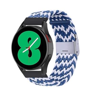 By Qubix - Compatible met Garmin Forerunner 255 - Braided nylon bandje - Blauw/wit - Compatible Garmin bandje - Bandbreedte: 22mm