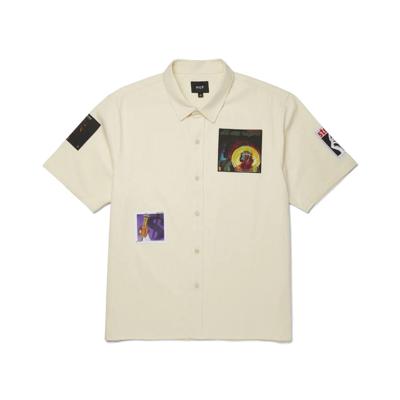 HUF Stax Patches Button Up Overhemd Heren M HUF Stax Patches Button Up Overhemd Heren M