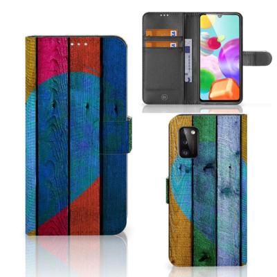 Samsung Galaxy A41 | Book Style Case | Wood Heart - Cadeau voor je Vriend