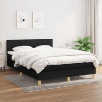 Boxspring met matras stof zwart 140x190 cm - thumbnail