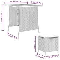 5-delige Tuinset met kussens poly rattan zwart - thumbnail