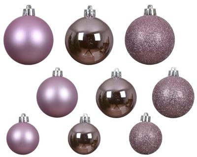 Decoris kerstballen set Plastic 30st fris lila 4-5-6cm