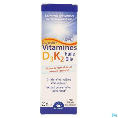 Dr Jacob's Vitamine D3 800 IU + K2 19µg Druppels 20ml