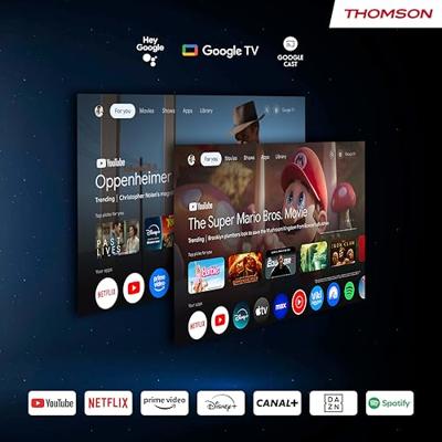 Thomson Sirius PG55B Draagbare Smart Laserprojector met Google TV, Ingebouwde Batterij, Ultra Short Throw, 600 ANSI Lumen, HDR10+, Dolby Audio, Autofocus, Wi-Fi, Bluetooth – Zwart
