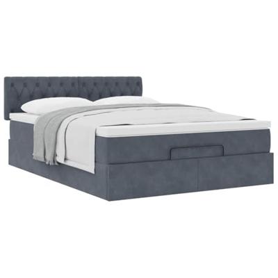 Ottoman bed met matras 140x200cm fluweel donkergrijs