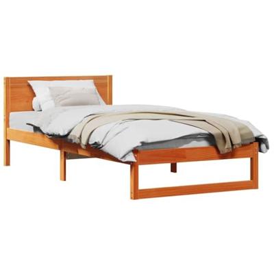 Bedframe met hoofdeinde Wasbruin 75 x 190 cm Massief grenenhout