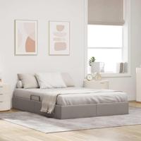 Opslag bed met matras met hoofdeinde Taupe 140 x 190 cm Stof - thumbnail