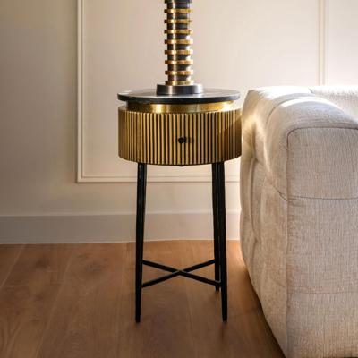 Richmond Bijzettafel/Nachtkastje 'Ironville' Marmer en Brass, 40cm Richmond Bijzettafel/Nachtkastje 'Ironville' Marmer en Brass, 40cm