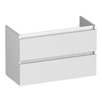 Brauer Joy Wavy - Onderkast Ondiep - 80 cm - met 2 Softclose Lades Greeploos en 1 Sifon Uitsparing - Mat Wit - thumbnail