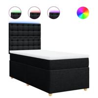 Boxspring met matras stof zwart 90x190 cm - thumbnail