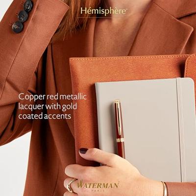 Waterman Hémisphère Metalic balpen, medium, koperrood GT, giftbox