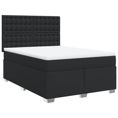 Boxspring met matras kunstleer zwart 140x190 cm - thumbnail