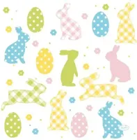 Duni 3-laags tissue servet bunnies & eggs 33x33cm multi 20 stuks - thumbnail