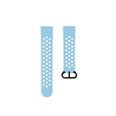 Hama Fitbit horlogeband 22 mm (verstelbare reservearmband voor smartwatch Fitbit Charge 5, sportarmband, ademend om te wisselen, siliconen wisselarmband, roestvrij stalen drukknop) blauw/grijs