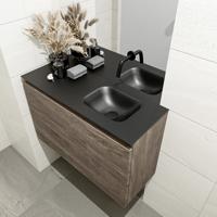 MONDIAZ OLAN 80cm toiletmeubel dark brown. LEX wastafel urban rechts geen kraangat - thumbnail