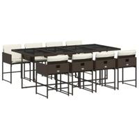 9-delige Tuinset met kussens poly rattan bruin - thumbnail