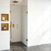 BRAUER Void nisdeur 2-delig helder glas 90x200 omkeerbaar met draaideur 60 aan muur incl. glascoating PVD goud GS-VON2H6030200GG - thumbnail