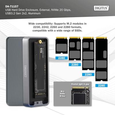 Digitus DA-71157 behuizing voor opslagstations SDD-behuizing Zwart M.2 - thumbnail