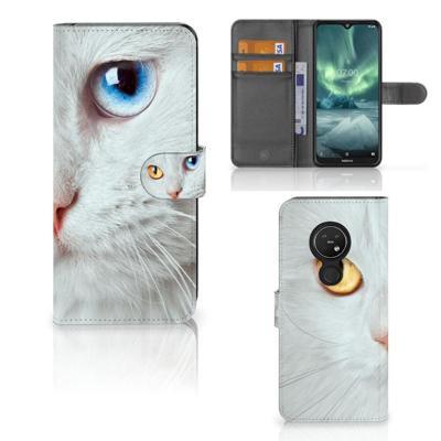 Nokia 7.2 | Nokia 6.2 | Telefoonhoesje | Met pasjeshouder | Witte Kat Nokia 7.2 | Nokia 6.2 | Telefoonhoesje | Met pasjeshouder | Witte Kat