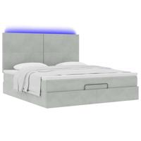 Ottoman bed met matrassen en LED's 160x200cm fluweel lichtgrijs - thumbnail