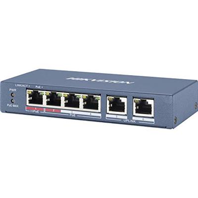 Hikvision Digital Technology DS-3E0106HP-E netwerk-switch Unmanaged Fast Ethernet (10/100) Power over Ethernet (PoE) Blauw