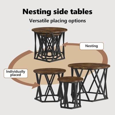 Nestbare Bijzettafel 3 pcs Gerookt eiken 53 x 53 x 40 cm Nestbare Bijzettafel 3 pcs Gerookt eiken 53 x 53 x 40 cm