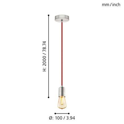Eglo HanglampYorth pendel nikkel met rood snoer - 32523