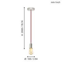 Eglo HanglampYorth pendel nikkel met rood snoer - 32523 - thumbnail