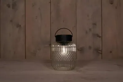 Solar Lantaarn Retro Glas Helder 12,5x19cm