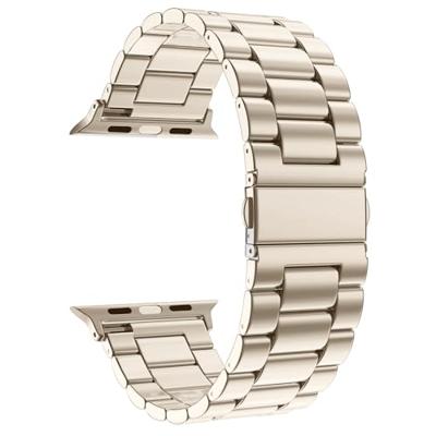 Stalen schakelband - Starlight / Sterrenlicht - Geschikt voor Apple watch 44mm / 45mm / 46mm / 49mm