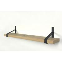Eiken wandplank massief recht 120 x 30 cm inclusief plankdragers - thumbnail