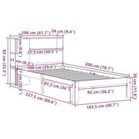 Bed met boekenkast zonder matras grenenhout wit 100x200 cm - thumbnail